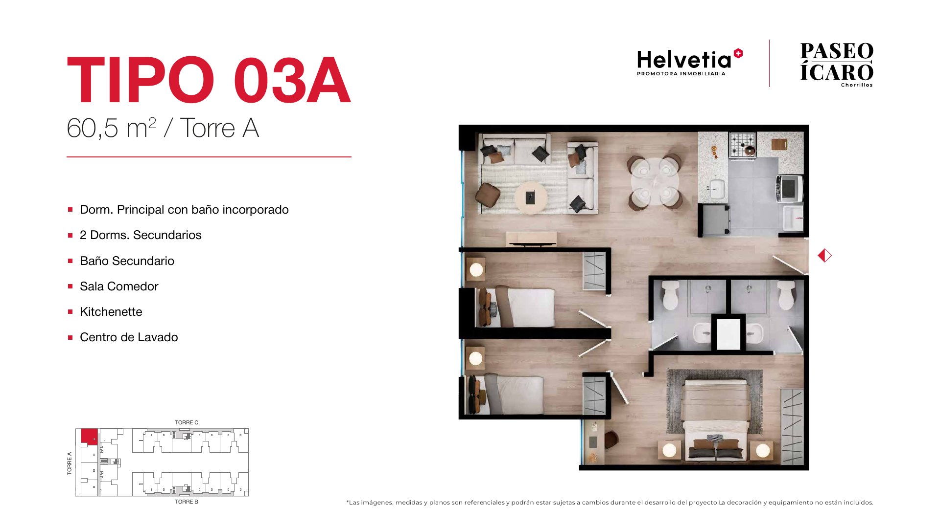 Tipo 03A · Torre A · 60,5 m²