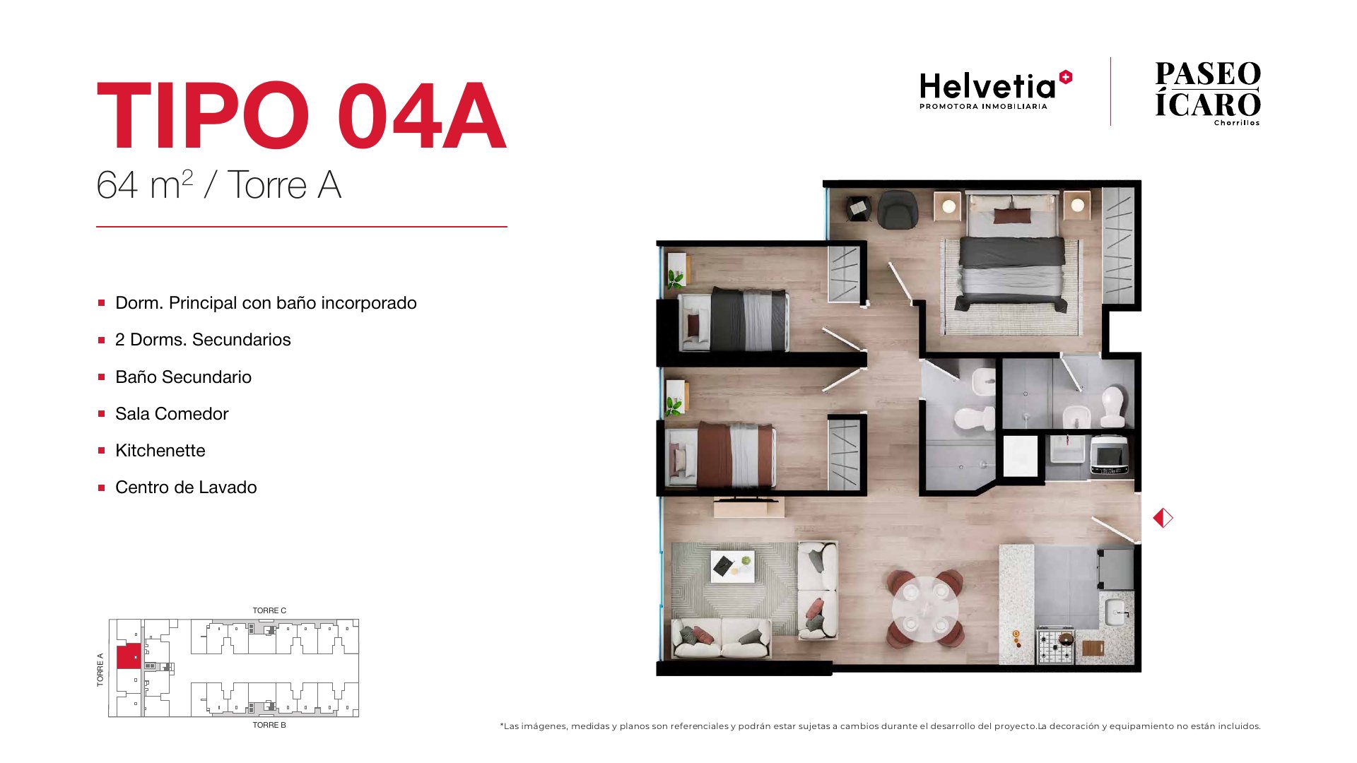 Tipo 04A · Torre A · 64 m²