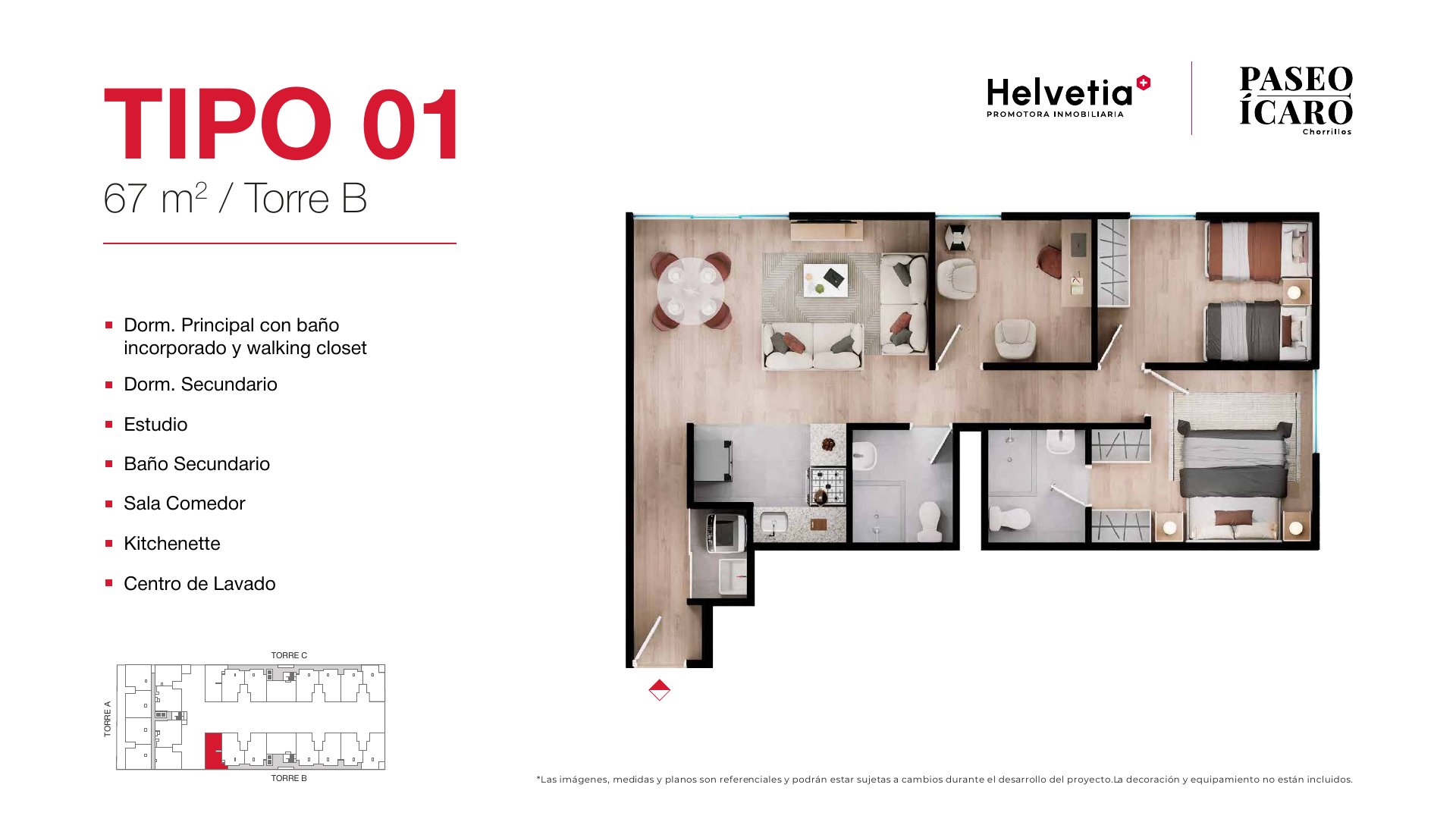 Tipo 01 · Torre B · 67 m²