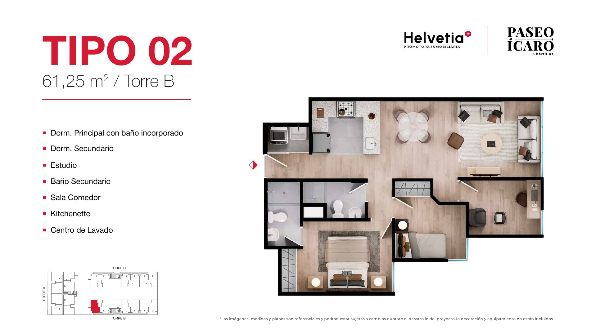 Tipo 02 · Torre B · 61,25 m²