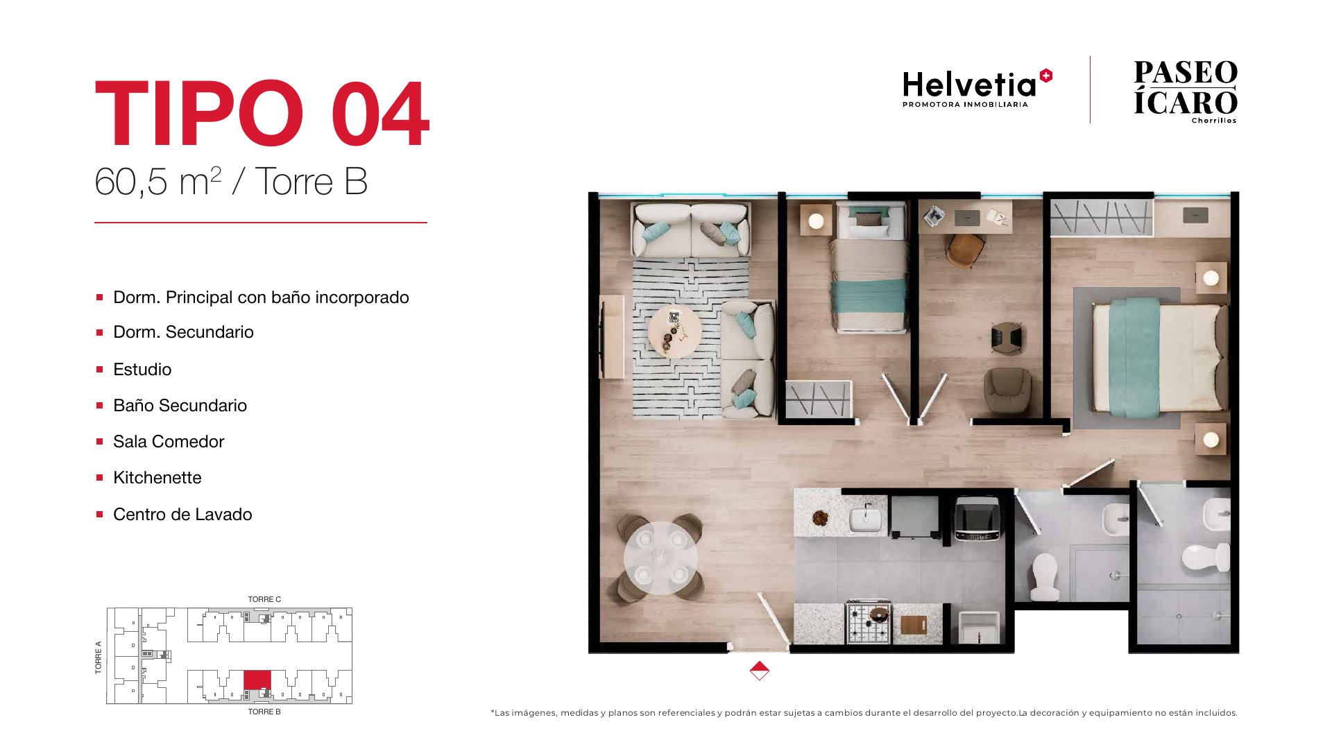 Tipo 04 · Torre B · 60,5 m²